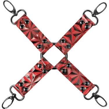 Croce in Pelle Vegana per Bondage Completo – Colore Rosso e Nero